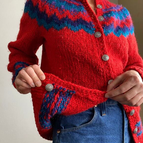 vintage handmade wool cardigan sweater - Picture 4 of 6